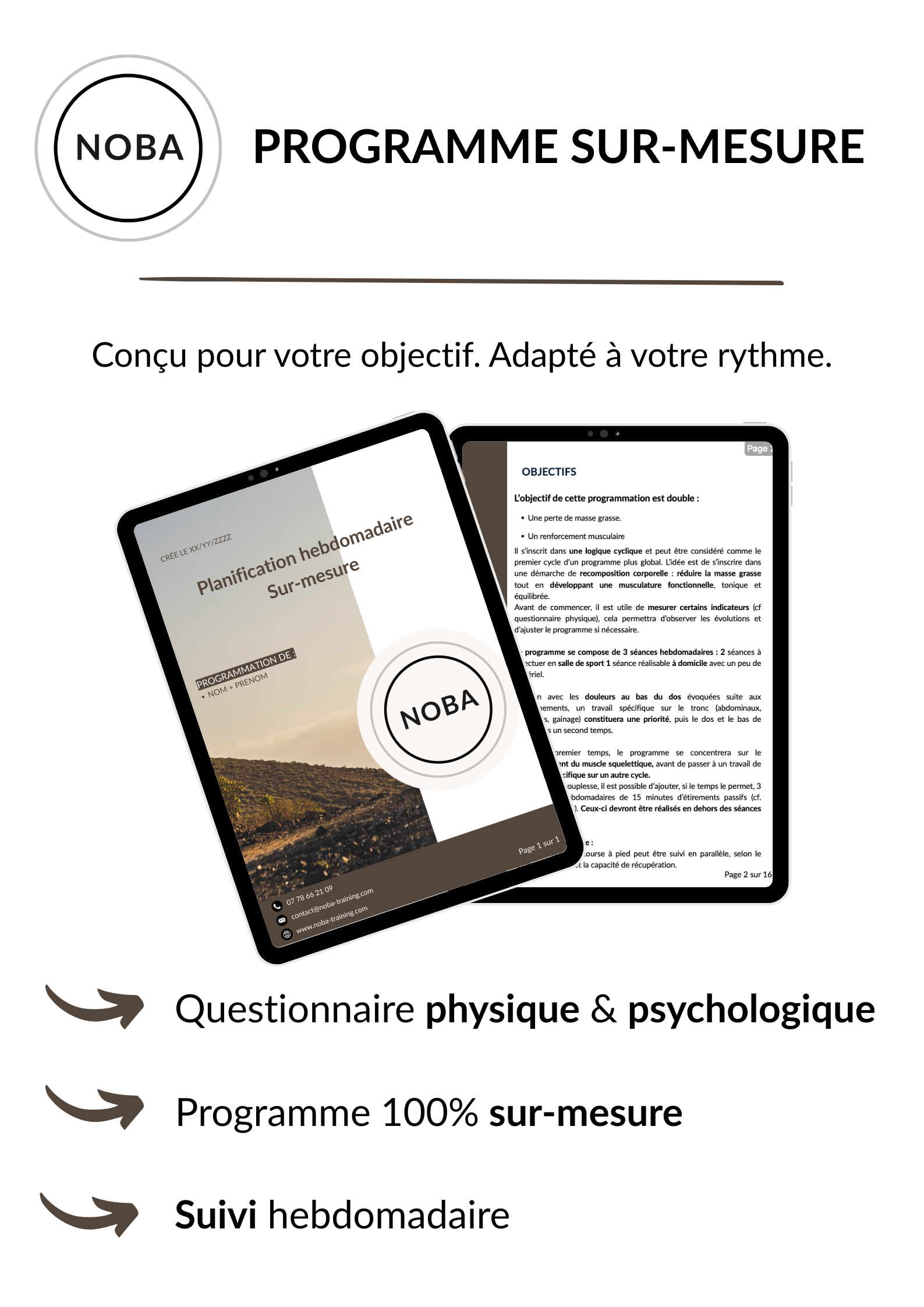 Programme sur-mesure NOBA — entraînement personnalisé 6 semaines